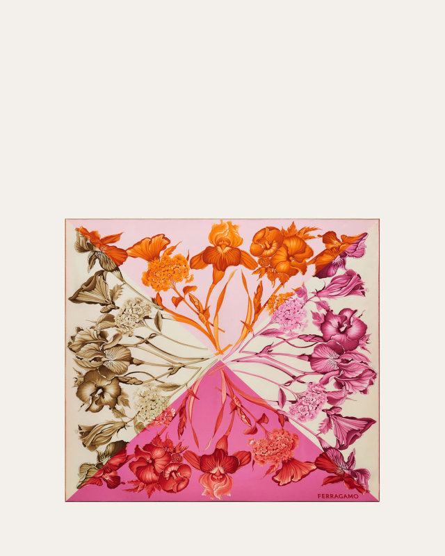 Floral-Print Silk Scarf